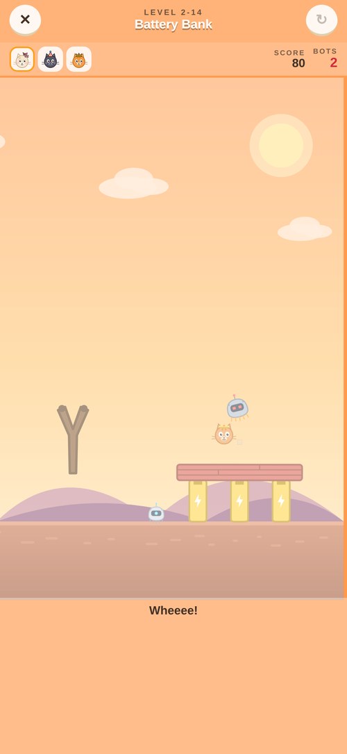Kitty Kaboom gameplay — Boomer detonating mid-flight